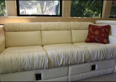 Sunsuede Bisque leather sofa with storage